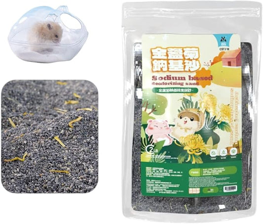 MANON ROSA Chinchilla Bath Sand-No-Dust Sand for Hygienic Bathing Litter Box - Ideal for Dwarf Hamsters Gerbils Mice Degus and Small Pets (S(2lb),Calendula Urine Sand)