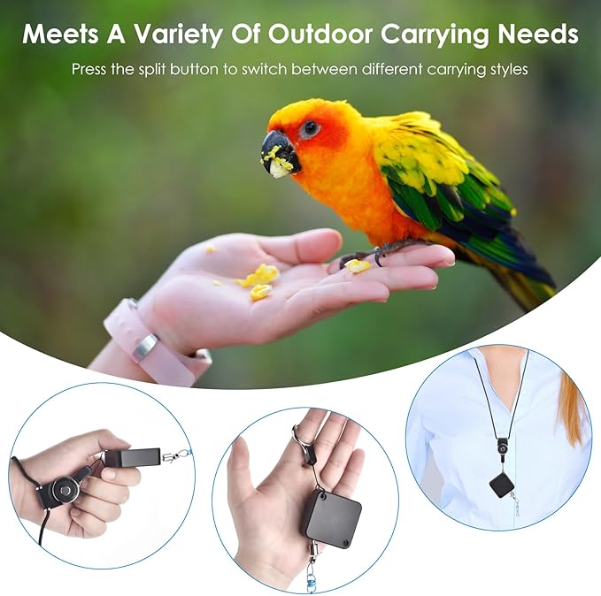 6.6Ft Bird Leash, with 13 Different Size Foot Ring Retractable Anti-Bite Parrot Harness, Bird Flight Training Rope for Budgies,Cockatiels,Psittacula Longicauda,Mini Macaws（Luxury Gold Color）