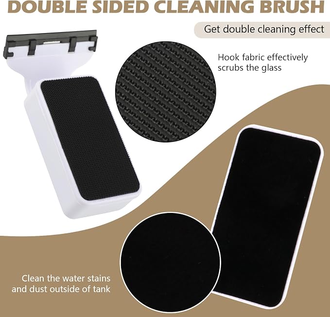Aquarium Strong Magnetic Glass Cleaner Brush, Fish Tank Glass Scrubber Algae Scraper Comfortable Grip Handle with 2 Detachable Scrapers Mag Float Scrubber for 0.32 Inch Tanks(M)