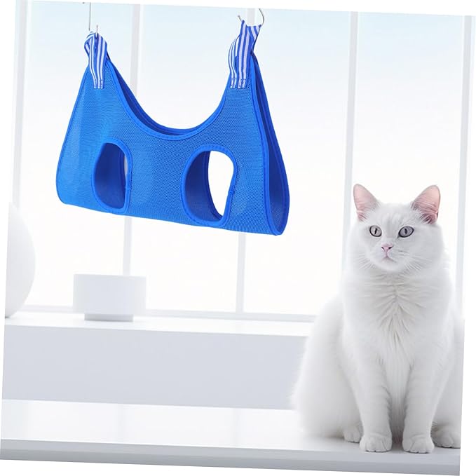 Cat Beauty Hammock Cat Grooming Bag Cats Trimming Harness Pet Grooming Organizer Cat Trimming Harness Grooming Hammock for Small Dogs Dog Grooming Holder Pet Sling Cloth Blue