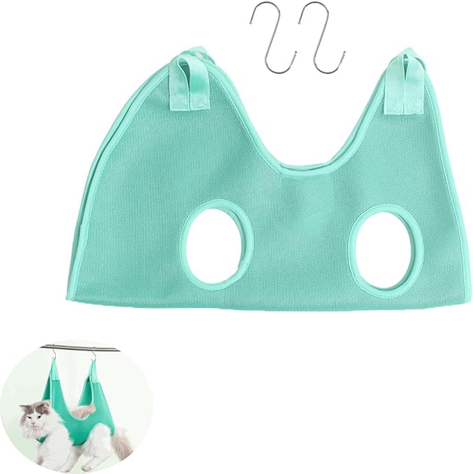 Cat Grooming Hammock Breathable Hanging Harness Restraint Holder Helper for Pet Nail Trimming Cutting Clipping Bathing Claw Care Small Dogs Chihuahua Poodle Puppy Benny Rabbit