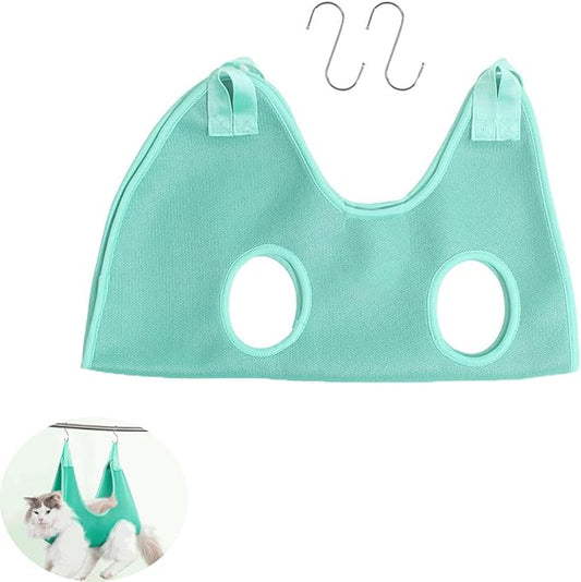 Cat Grooming Hammock Breathable Hanging Harness Restraint Holder Helper for Pet Nail Trimming Cutting Clipping Bathing Claw Care Small Dogs Chihuahua Poodle Puppy Benny Rabbit