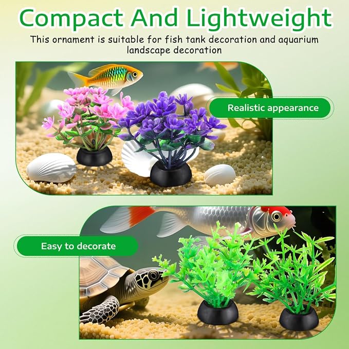 Garneck 40 Pack Fish Tank Decorations Small Artificial Aquarium Plants: Plastic Water Grass Mixed Styles for Small Aquarium Decor Betta Tank Accessories Fake Plants for Bowl Desktop