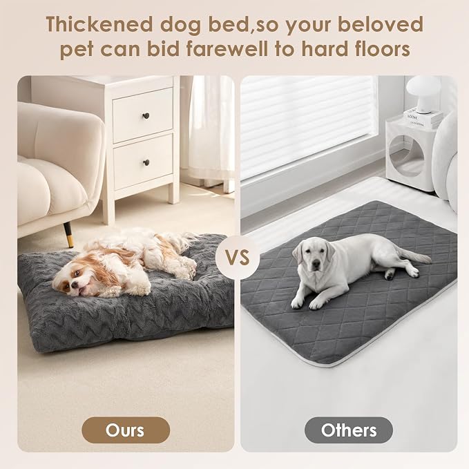 EHEYCIGA Washable XL Dog Bed for Crate 41x27 Inch, Kennel Pad for Extra Large Dogs Up to 65 lbs, Plush and Comfy Pet Sleeping Mat, Charcoal