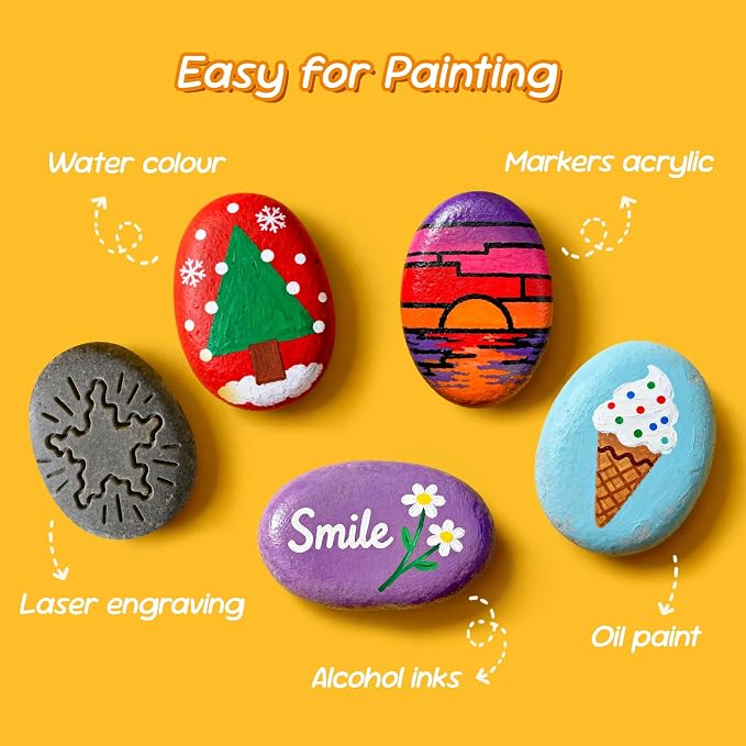 Simetufy 20PCS Small Rocks for Painting, 1-2" Natural Flat Smooth Stones | Pebbles for Crafts Arts,Decoration, Kindness Rocks Garden Decoration