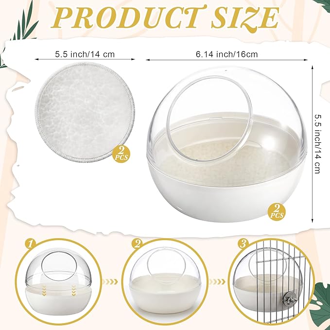 Novabright 2 Pack Clear Bird Nest for Cage Washable Transparent Parakeet House with 2 Cozy Pads Bite Resistant Bed Breeding Box Sleeping Hanging Hut Parrot Budgie Lovebird Cockatiel Canary Finch