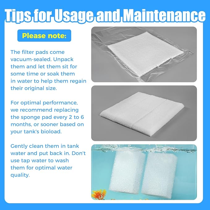AQUANEAT 6-Pack Replacement Filter Sponge Pads, Aquarium Foam Insert Compatible with AquaClear 20, Fish Tank Filter Media