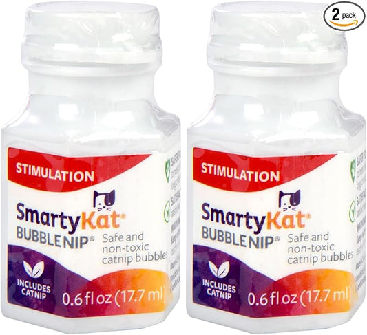 SmartyKat Bubble Nip Catnip Bubbles for Cats & Kittens, Safe for Pets - Trial Size, 0.6 Fluid Ounce (Pack of 2)