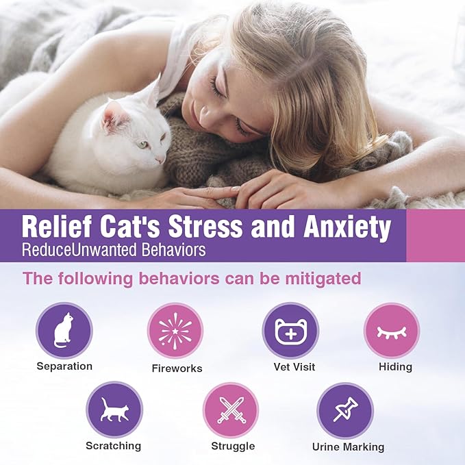 Cat Calming Spray Calming Solution for Cats Cat Pheromone Spray Reduces Stress Anxiety Scratching Calming Spray for Cats Good for Home Travel Cat Pheromones Calming Spray 60 ML 3 Pack
