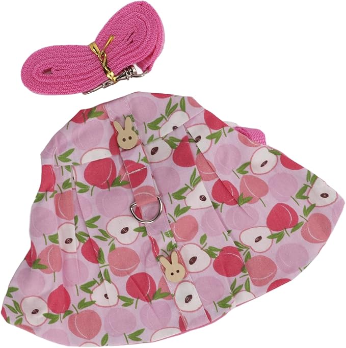 Rabbits Harness Leash Cute Breathable Pet Chest Traction Rope Set for Guinea Pigs Hedgehogs Soft Cotton Cloth Nylon Webbing Stylish Outfit (S)