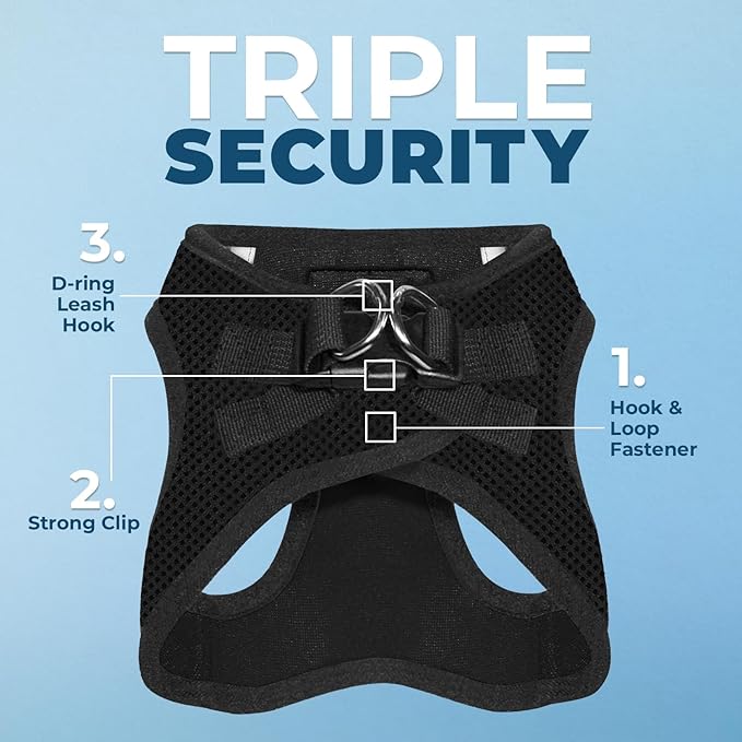 Best Pet Supplies Voyager Step-in Air Harness - All Weather Mesh, Reflective, No Pull Harness for Dogs, Cats - Secure with Hook & Loop Fastener, Buckle, Double D-Rings - Black, XL