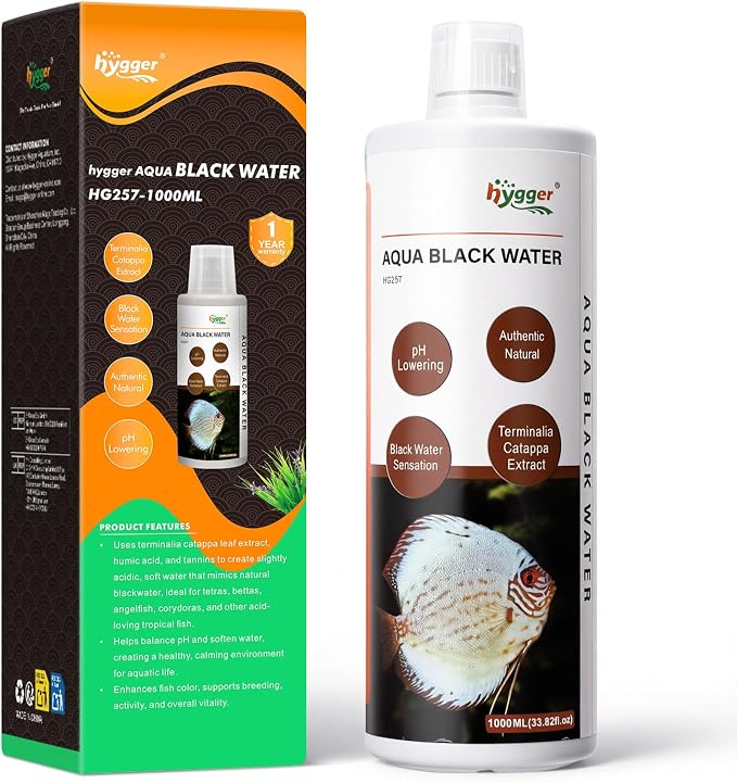 hygger Blackwater Aquarium Conditioner, Humic & Tannins for Tropical Tanks | Natural Blackwater Formula, Olive Leaf Extract, Humic Acids and Tannins, Supporting Soft Water for Freshwater, Ph Down