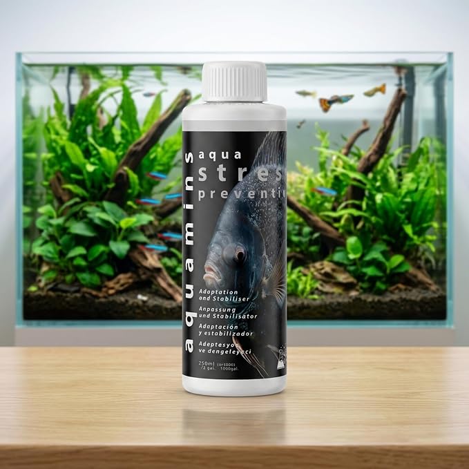 Aqua Stress Preventive Water Conditioner for Aquarium - 250ml / 8.45 fl oz - Fish Coat Support & Water Stabilizer for Freshwater and Saltwater Tanks