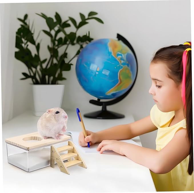 Hamster Sand Bath Kit with Climbing Ladder and Sand Scoop for Small Animals Sandbox for Safe Dust Bath Experience for Hamsters and Chinchillas