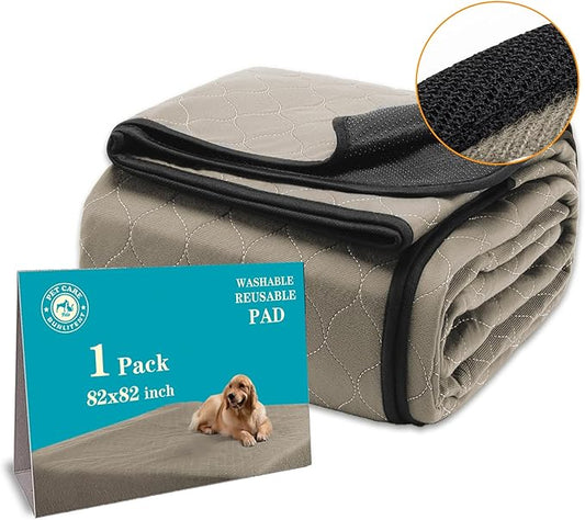 Bunlitent Washable Pee Pads for Dogs 82" x 82", Extra Large Reusable Puppy Pads, Dog Training Pads with Quick Dry, Anti-Slip Dog Pee Pads, Whelping Pads, Puppy Pad, 1 Pack, Brown