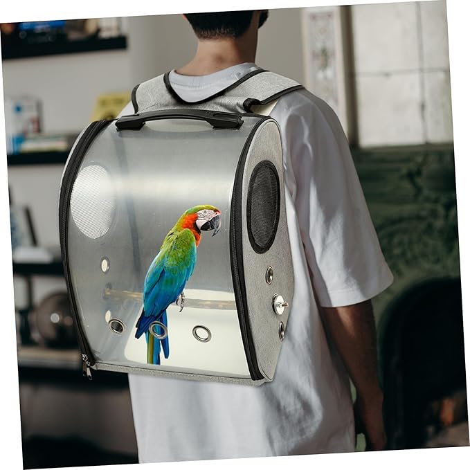 Kisangel Parrot Travel Carrier Bag Breathable Design and Bird Perch for Outdoor Adventures Portable Bird Backpack for Hiking Shopping and Travel