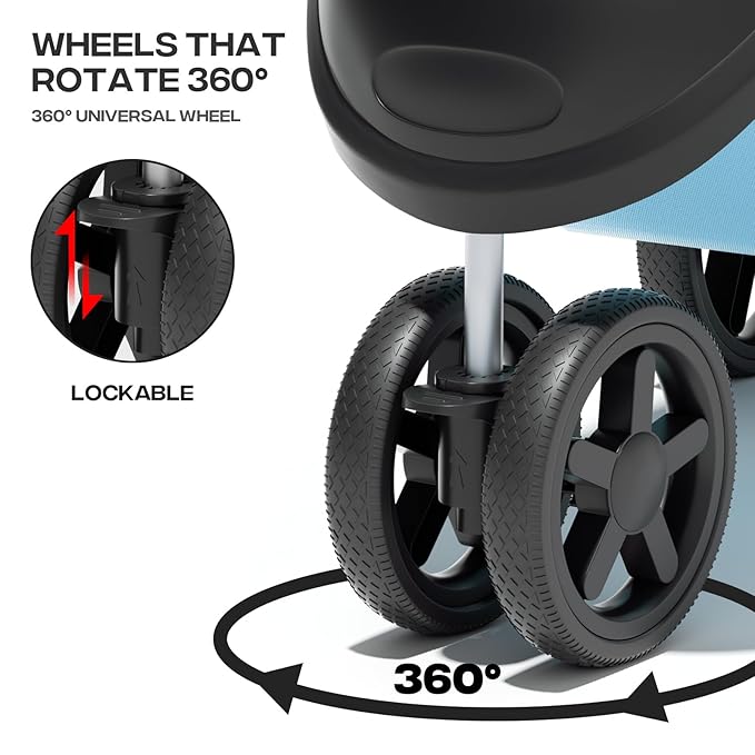 Pet Stroller for Small Dogs 10 lbs, Dog Stroller for Medium Dogs 30 lbs, Cat Strollers for 2 Cats, 3 Wheels Foldable Jogger Puppy Stroller with Storage Basket and Cup Holder, Mint