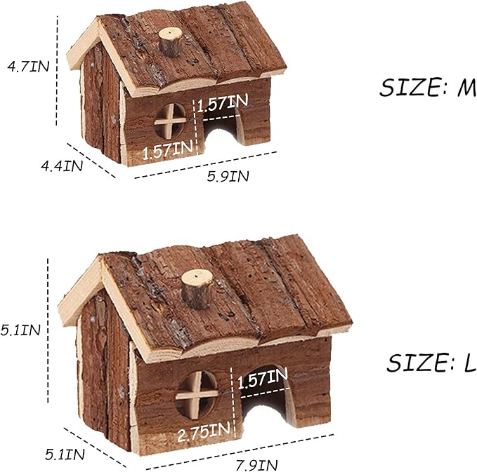 Hamster Wooden Hideout House Natural Pet Rats Climbing Play Hut Hideaway Room for Dwarf Hamster, Small Mouse, Rat,Gerbil and Other Pet Small Animals