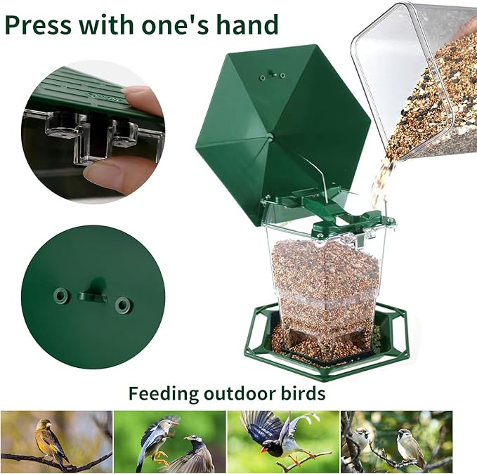 Jealoeur Bird Feeders for Outdoors Hanging Bird Feeder Wild Birds Seed, Green