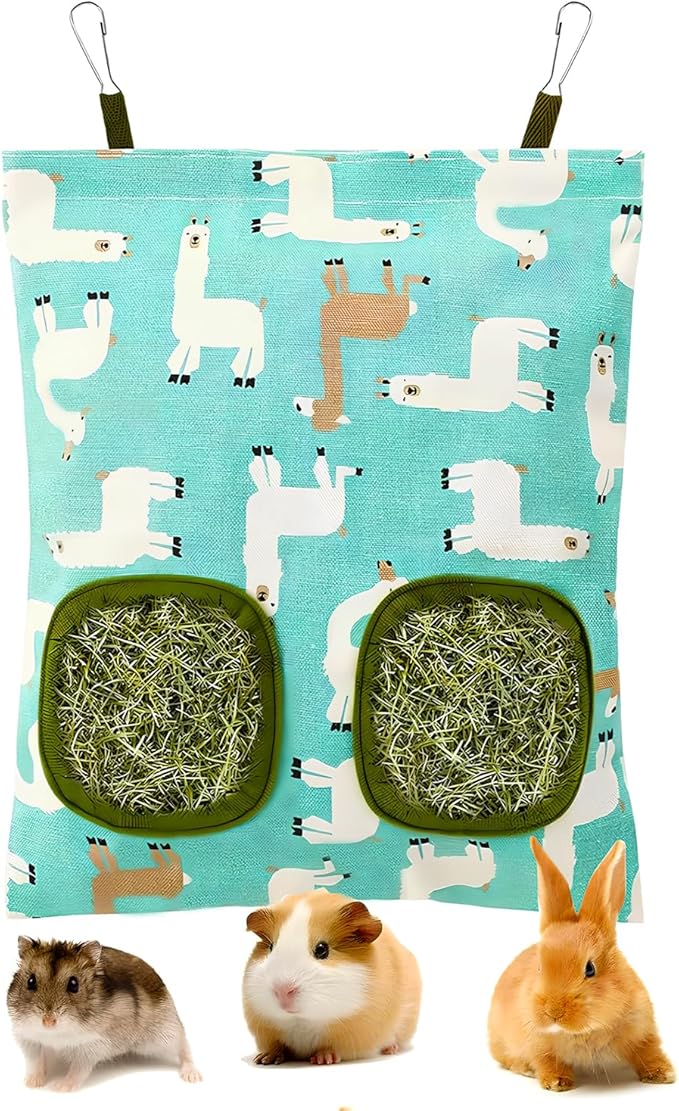 Hay Bag for Rabbits,2-Hole Guinea Pig Hay Feeder for Rabbits,Chinchillas,Hamsters,Small Pets