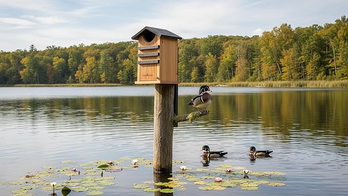 Cedar Screech Owl House Box, Squirrel Nesting Shelter, Large Cedar Bird House for Outside, Rustic Big Birdhouse,Nesting Shelter Nester Heavy Duty, Stainless Steel Perch,Assemble Needed