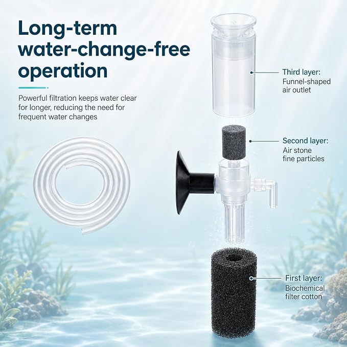 Mini Aquarium Filter Aquarium Sponge Filter Air Driven Sponge Filters Mini Sponges Fish Filters for Small Fish Tank 0.5-5 Gallon