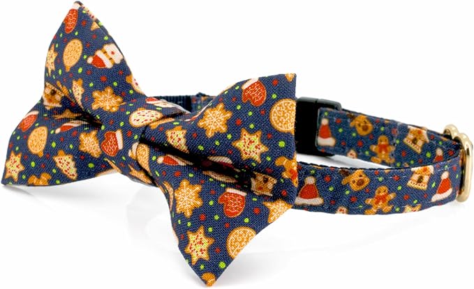 Ultra Joys Breakaway Cat Collar, Kittens - Boy & Girl Cat Collars with Bell & Bowtie Gingerbread Man Large