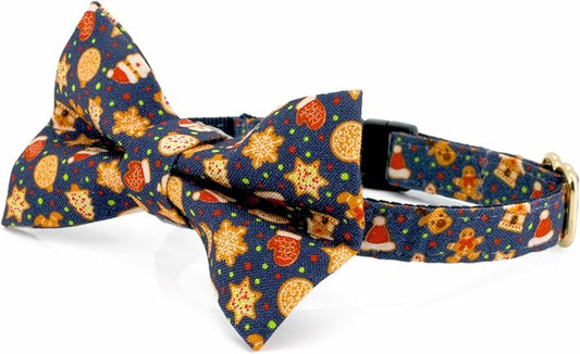 Ultra Joys Breakaway Cat Collar, Kittens - Boy & Girl Cat Collars with Bell & Bowtie Gingerbread Man Large
