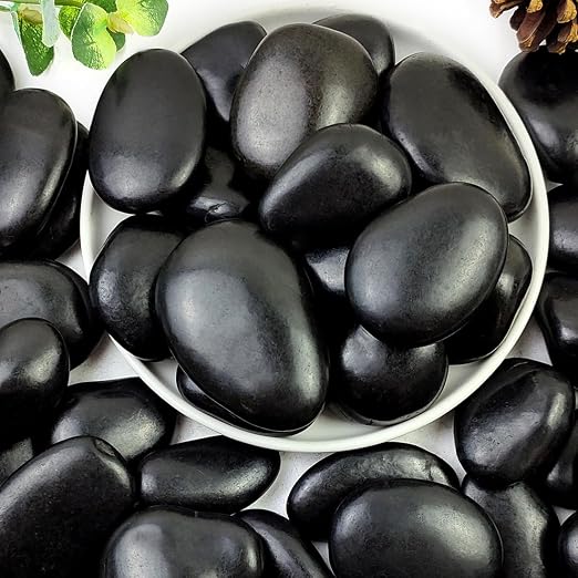 5lbs Black Pebbles for Plants, 2-3 Inch River Rocks for Landscaping | Large High Polished Natural Decorative Stones Vase Filler Fish Tank Aquariums Landscaping Garden Outdoor and Indoor DIY