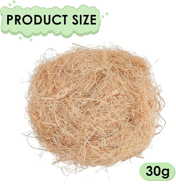 CREATCABIN 30G Natural Raffia Grass Bird Nesting Grass Easter Basket Gift Box Vase Filling Decoration Canary Finch Box Fillers for Birds Pets Nest Cages Budgie Hummingbird Parakeet Gift Packing