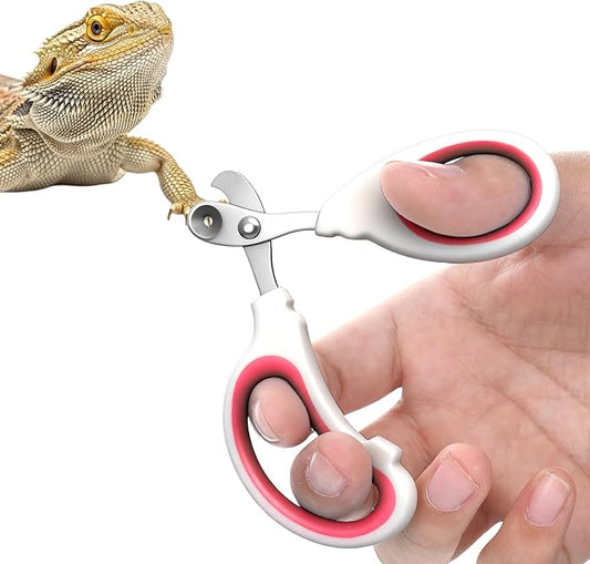 Small Animal Nail Clippers, Stainless Steel Bearded Dragon Nail Clippers, Professional Reptile Grooming Tool with Precise Angled Edge, Cat Nail-Clipper, Claw Trimmer for Birds, Cat, Dogs (Red)
