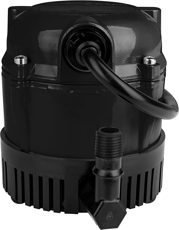 Little Giant #1 115 Volt, 1/150 HP, 205 GPH Direct Drive Small Submersible Fountain Pump with 6-foot cord, Black, 501004
