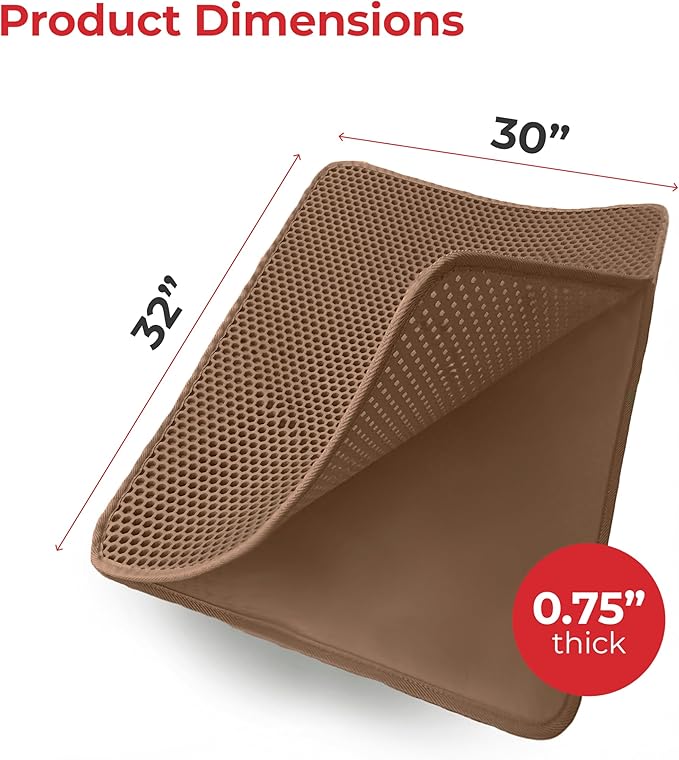 iPrimioJUMBO SIZE Cat Litter Trapper - EZ Clean (Brown/Tan) - 32 inches by 30 inches/Super BIG. Exclusive Water Proof Layer and Puppy Pad Option. Patent Pending.