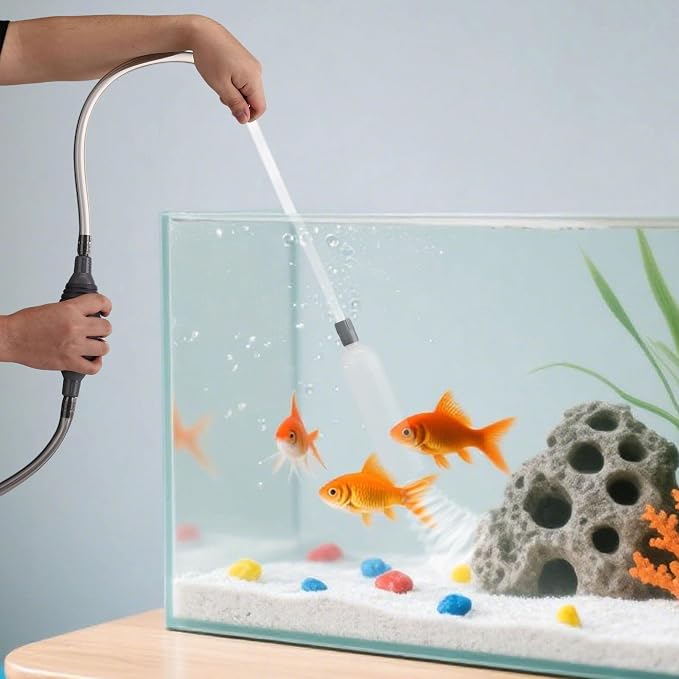 7pcs Aquarium Cleaning Kit Fish Tank Cleaning Tools Set | Professional Fishtank Cleaner Including Algae Scraper Brush Tweezer Gravel Vacuum Fish Net Duster for Dirt Water Change