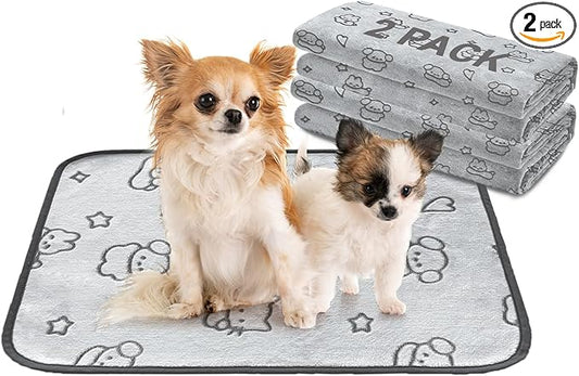 Qeils Reusable Puppy Pads, 2 Pack Washable Pee Pads for Dogs, Waterproof Non Slip Wee Wee pad, Absorbent and Leakproof Training Mats for Potty, Crate, Playpen, Bed, Sofa, 18"x 24"
