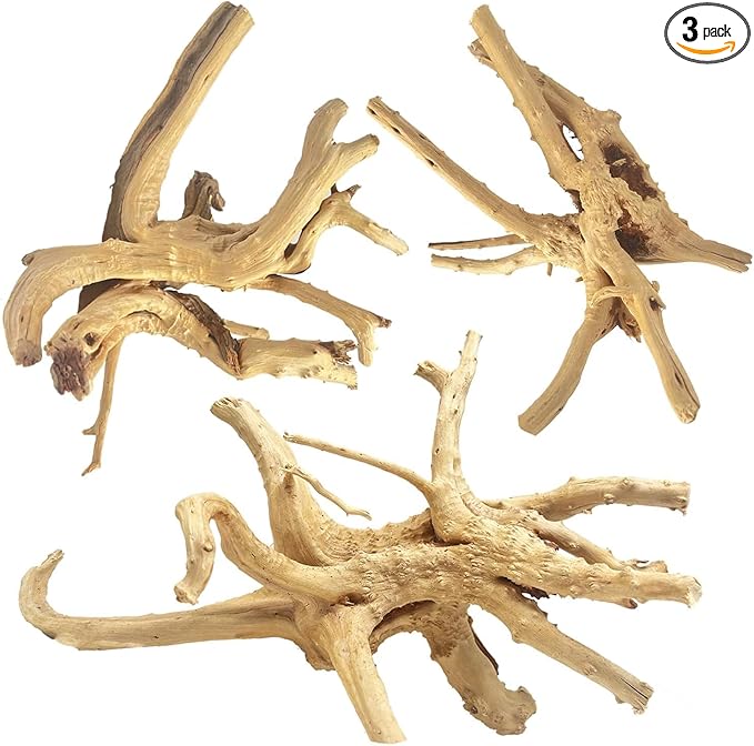 Jorewood Natural Large Spiderwood Driftwood for Aquarium Decor Rptile Fish Tank Decoration Assort Branch 7-11'' 3 Pcs