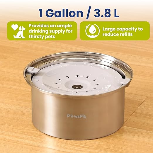 PawsPik Spill Proof Stainless Steel Dog Water Bowl – 4L Slow Drinking Pet Bowl with Floating Tray, Non-Tip, BPA-Free, Dishwasher Safe – for Large Dogs & Multi-Pet Homes