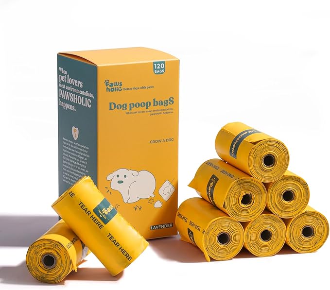 Dog Poop Bags Rolls Extra thick and Guaranteed Leak Proof Poop Bags for Dogs,120 Count 8 Rolls,Unscented,Cornstarch Based Doggie Poop Bag for Puppy and Big Dogs