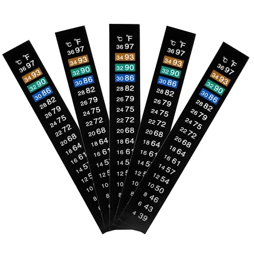Stick On Thermometer Strip, Digital Aquarium Thermometer Sticker for Brewing, Fish Tank,Kombucha or Fermenting 39-97℉（4-36℃） Adhesive Strip Thermometer (10)