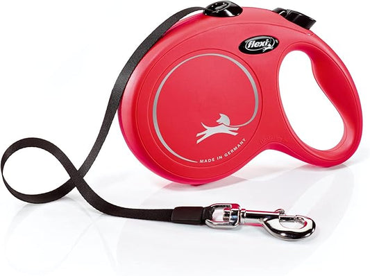FLEXI New Classic Tape Retractable Dog Leash for Large Dogs Upto 110 lbs. – 16 ft., Red | Tangle Free Pet Walking Leash with One-Handed Brake, Pause, Lock|German Quality Product