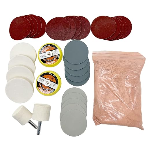 Glass Polishing Kit, Multifunctional Deep Scratch Remover Cerium Oxide | 34-Piece Multifunctional Cerium Oxide Polishing Powder, Glass Repair Kit for Windscreen, Windows, Tables, and Aquariums