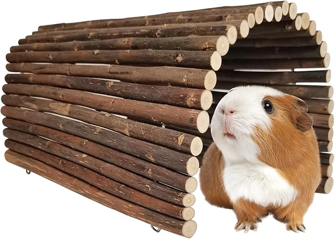 Guinea Pig Hideout Rabbit Hide Rat Cage Accessories Extra Large Wooden Tunnel Hut Hideaway for Pig Hideout Tortoise Hedgehog Ferret and Chinchilla