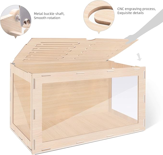 Niteangel Bigger World - MDF Aspen Terrarium for Hamster Gerbils Mice Lemming Degus or Other Small-Sized Pets(30 x 15 x 17.7 inches, Burlywood)