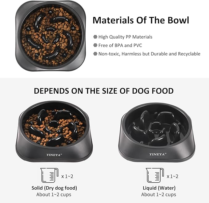 YINEYA Slow Feeder Dog Bowls, Pet Supplies that Slow Down Eating, Pet Food Bowls, Maze Dog Puzzle Feeder for Medium Breed