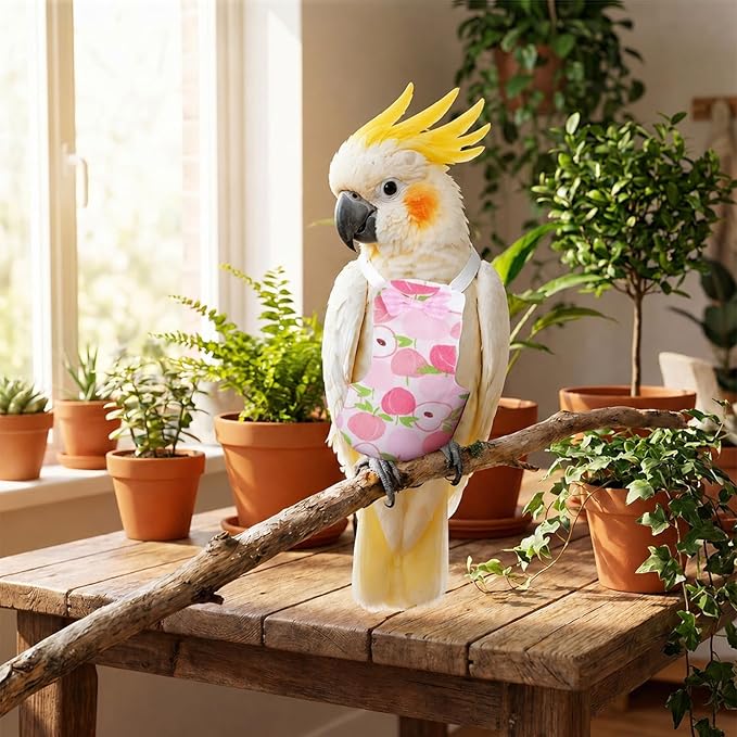 4 Pcs Bird Diaper, Reusable Pet Bird Diapers Parrot Flight Suit with Waterproof Inner Layer Adjustable Parakeet Diaper Washable for Parakeet Cockatiel Mini Macaw Budgie Canary Size L