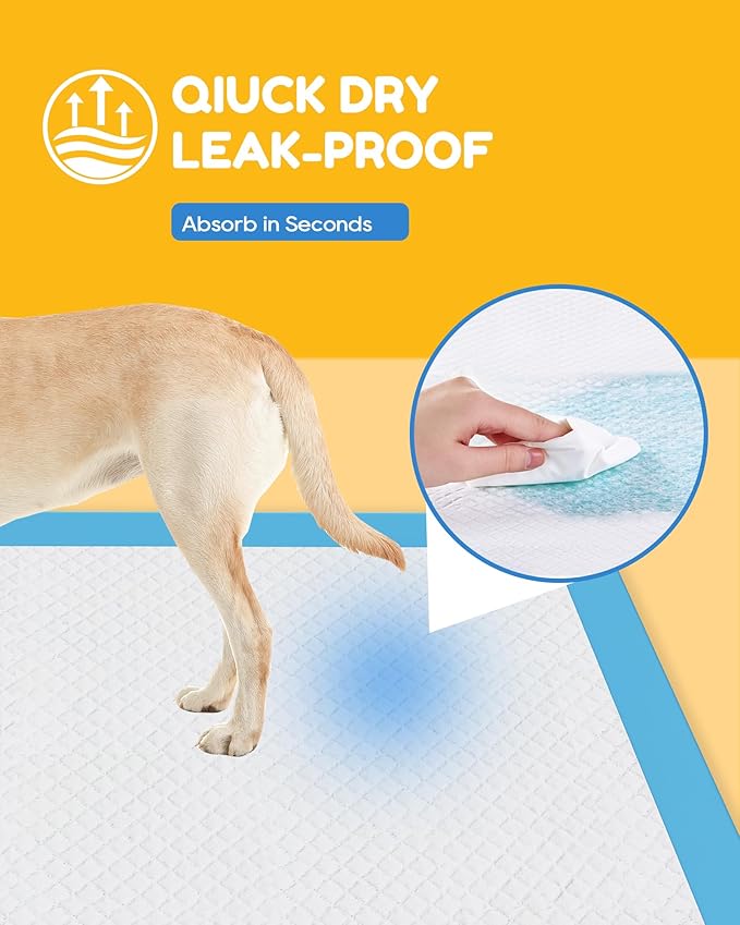 Extra Large Puppy Dog Pee Pads 28" x 34"-100 Count, Super Absorbent Disposable Dog Training Pads, Quick Drying, Leak-Proof, Ultra Thick Potty Pads for Dogs, Puppies, Doggie, Cats, Rabbits