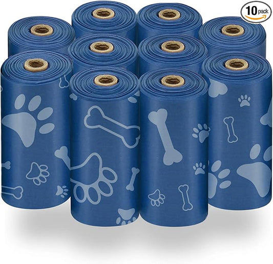 Best Pet Supplies Dog Poop Bags for Waste Refuse Cleanup, Doggy Roll Replacements for Outdoor Puppy Walking and Travel, Leak Proof and Tear Resistant, Thick Plastic - Loyal Blue, 150 Bags