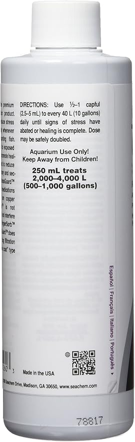 Seachem StressGuard Slime Coat Protection - Stress and Toxic Ammonia Reducer 250 ml
