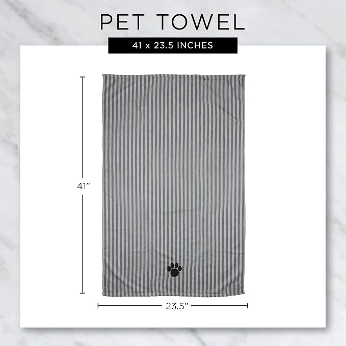 Bone Dry Pet Grooming Towel Collection Absorbent Microfiber X-Large, 41x23.5, Embroidered Green (Pack of 12)