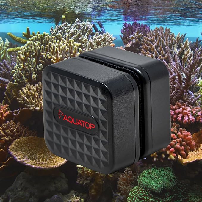 Aquatop Floating Magnetic Glass Cleaner for Fish Tanks – Non-Scratch Scrubbing Pads, Strong Magnet Grip, Easy Cleaning for Aquariums Up to 3/16″ Glass Thickness, MGC-SM